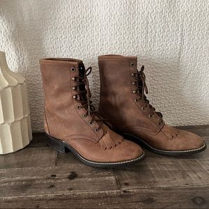 Leather Womens Size 7 Laredo Lace Up Boots